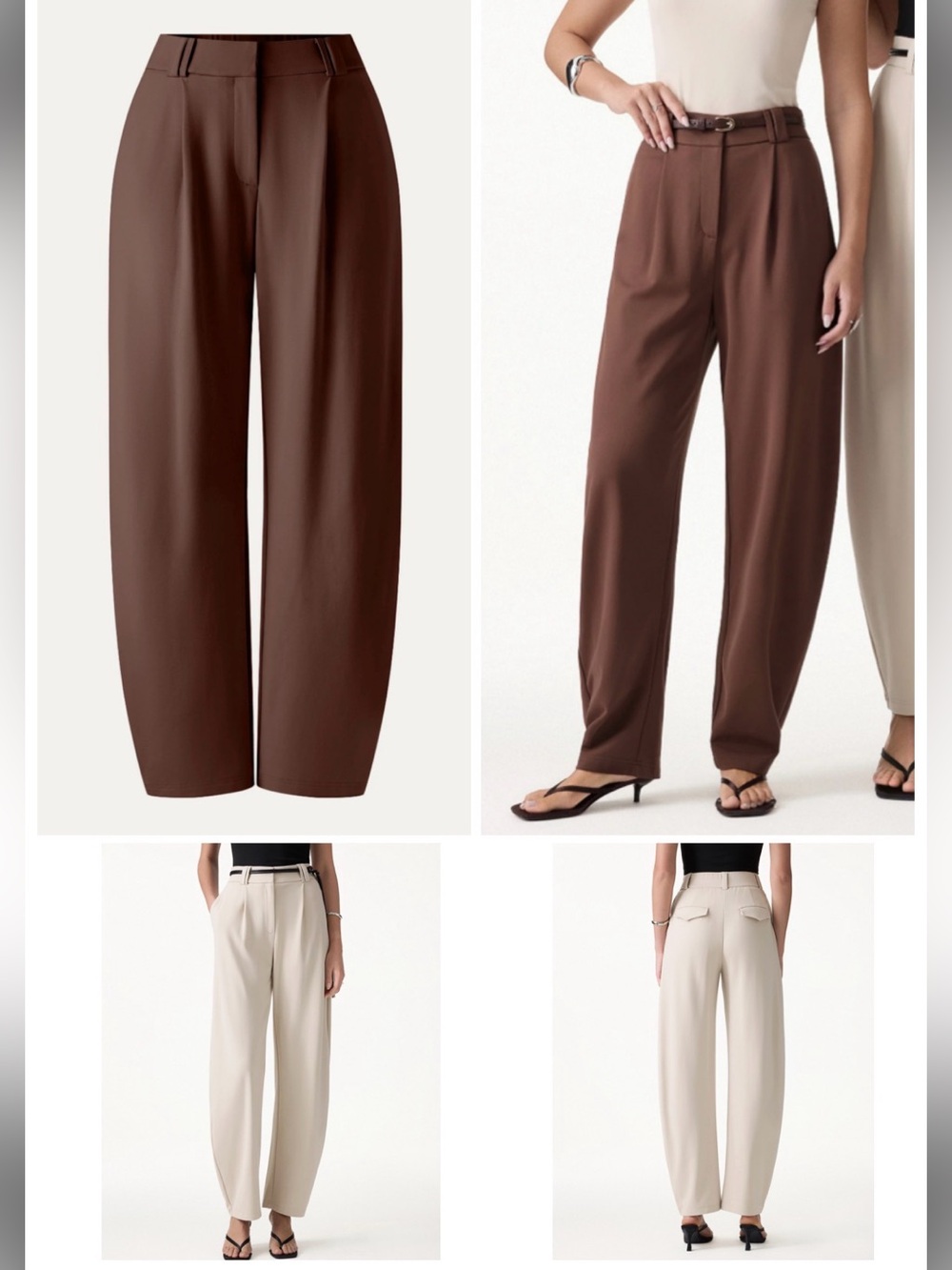 OGL CoolTouch Stretch Ponte Highrise Cropped Barrel Pants Brown Petite Small NWT